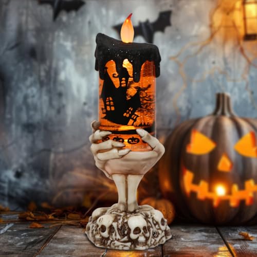 Bats Snow Globe Flameless Candle Battery Operated with Timer