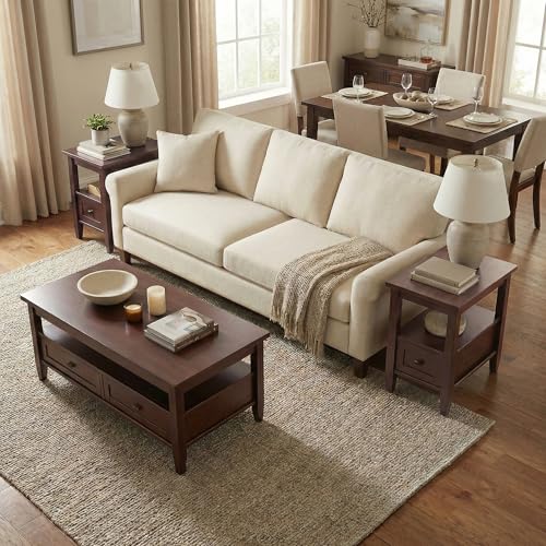 Warm Shaker 14" Wide Solid Wood End Table in Russet Brown