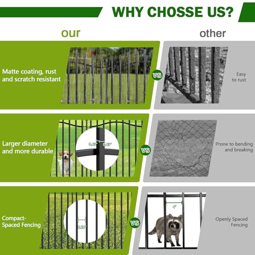 No Dig Garden Fence 32" H x 22.5'L with Gate Decorative Yard Dog Panels (6.32 Sq Ft)