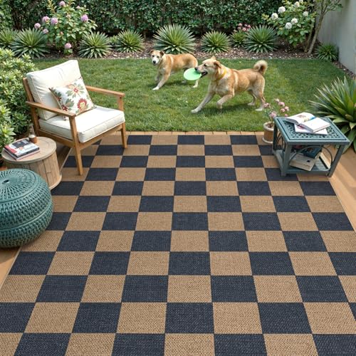 Checkered Easy Jute Living Room Rugs