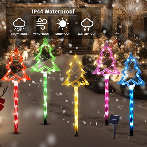 Solar Christmas Tree Pathway Lights Outdoor Decorations (10 Count)