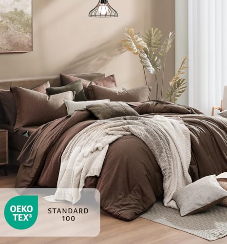 Full Size Comforter Set 7 Pieces Chocolate Brown Bed in a Bag