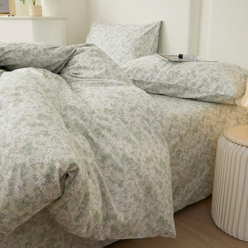 Green Floral Comforter Set Twin XL Cottagecore Botanical Bedding Set
