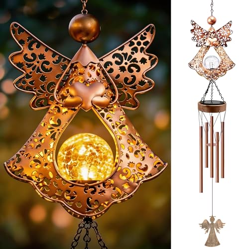 41" Large Angel Solar Wind Chimes for Outside