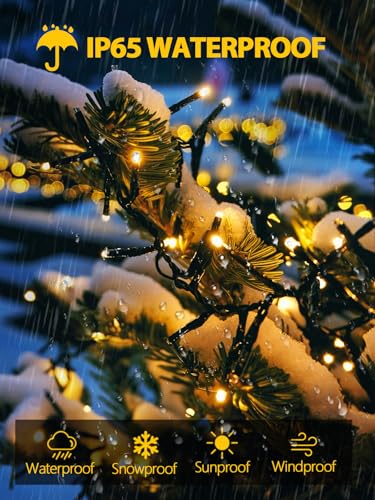 Solar String Lights Outdoor 6 Pack 600 LED 198FT Christmas Light Warm White (6 Count)