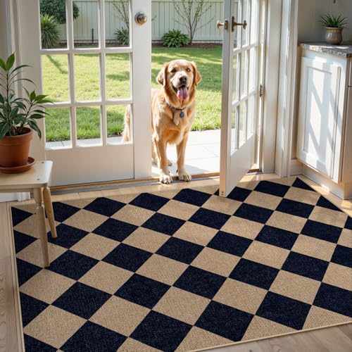 Colette Checkered Easy Jute Entry Rug