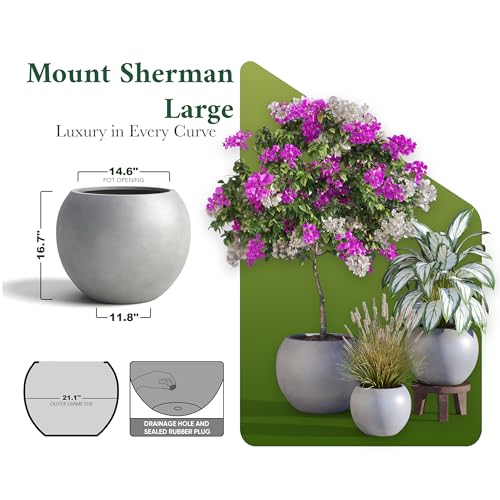 Premium Mt Sherman Fiberstone Sphere Planter for Indoor Outdoor Use