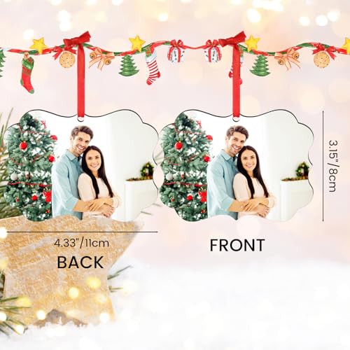 2 Pack Personalized Christmas Ornaments 2025 Wood Custom Photo Text Hanging Ornament for Christmas Tree Decorations (2 Count)