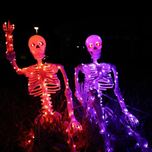 Halloween Decorations Outdoor Skeletons Set (Orange + Purple)