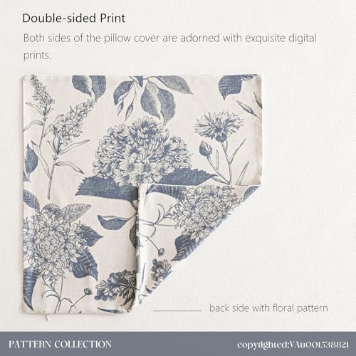 Set of 2 Linen Floral Vintage Throw Pillow Covers Neutral Accent Print Decorative Cushion Covers Farmhouse Boho Home Decor for Sofa Chair Couch Bedroom Living Room (2 Count)
