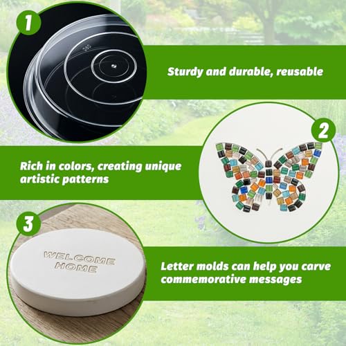 5PCS Stepping Stone Kit Includes Round Cement Molds (5 Count)