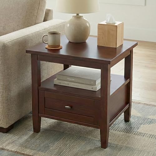 Warm Shaker 20" Wide Solid Wood End Table in Russet Brown