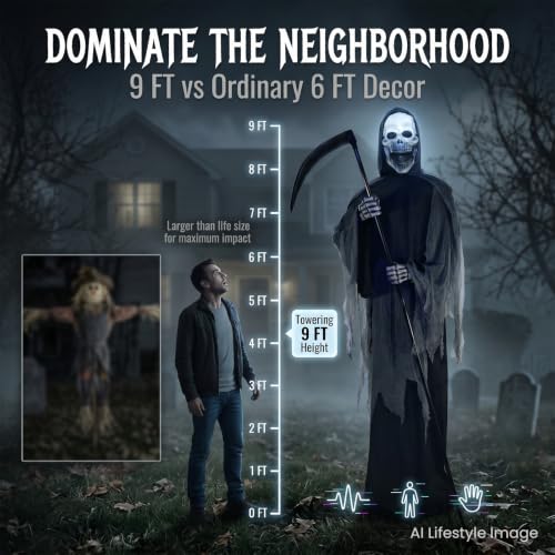 9FT Animated Grim Reaper Halloween Decoration (9ft Grim Reper)