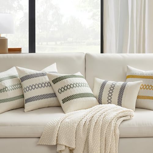Set of 2 Gray Boho Decorative Pillow Covers 18x18 Inch