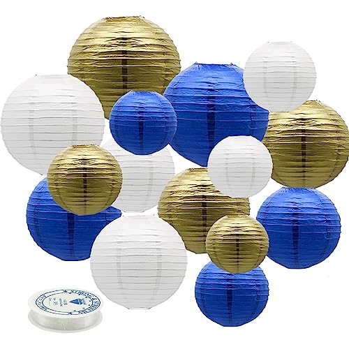 Paper Lanterns Party Decorations Navy Blue Gold