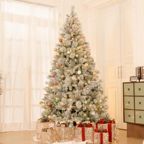 6 ft Prelit Snow Flocked Christmas Tree with 250 Warm White LED Lights
