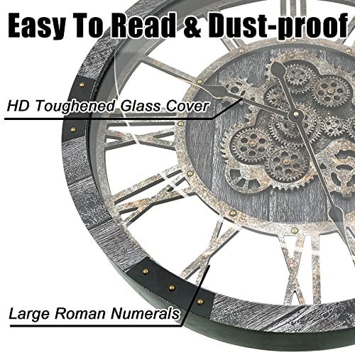 24" Large Wall Clock with Moving Gears
