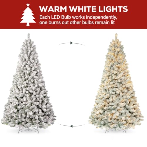 6 ft Prelit Snow Flocked Christmas Tree with 200 Warm White LEDs