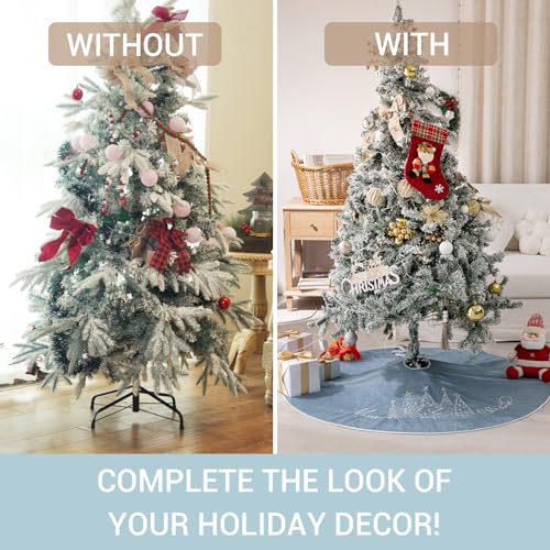 48 Inch Blue Velvet Christmas Tree Skirt