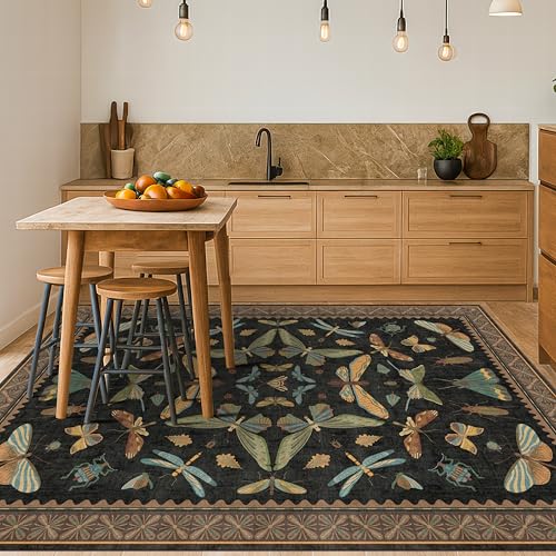 Dark 6x8 Insect Area Rug for Living Room (48 Sq Ft)