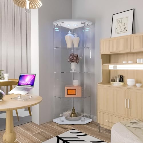 Corner Glass Display Cabinet with LED 4