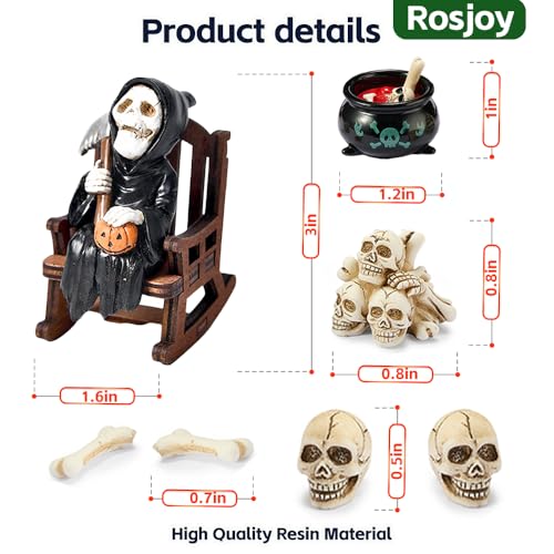 Miniature Grim Reaper Statue on Rocking Chair