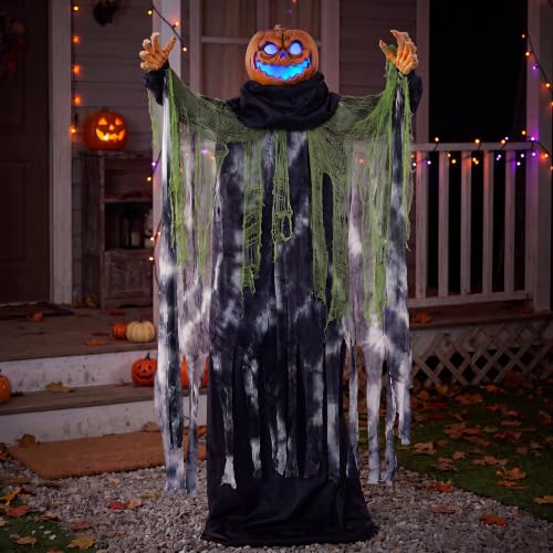 72" Halloween Decorations Outdoor Life Size Animatronics Ghost Pumpkin Decor