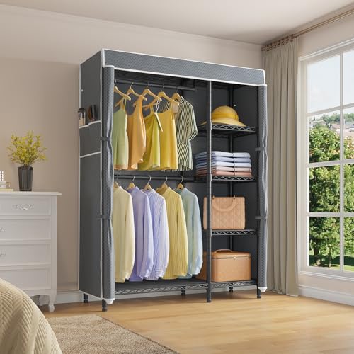 V7C Portable Closet for Hanging Clothes Heavy Duty Rack with Cover