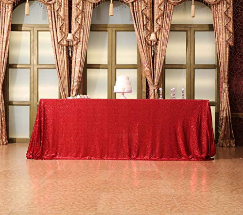 Sequin Tablecloth 90x132 Inch Red for Christmas Wedding Party