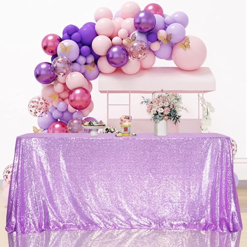 Sequin Tablecloth 50x72 Inch Lavender for Wedding Party
