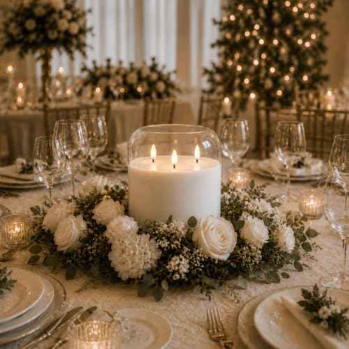 Pure White Large Glass Flameless LED Candle