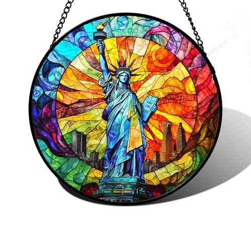 Statue of Liberty Stained Glass Window Hanging Suncatcher Gifts 15"
