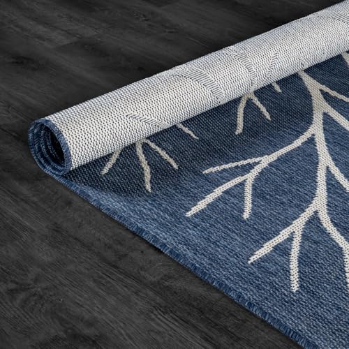 Washable Indoor Outdoor Rug 8x10 Modern Area Rugs Branch Pattern Non Shedding Waterproof Easy Clean Patio Deck Porch Living Room Bedroom Garden RV (80 Sq Ft)