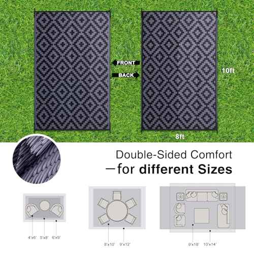 Outdoor Rug 8x10 ft Waterproof Reversible Mat