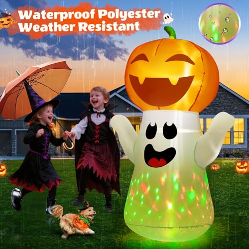 5FT Halloween Inflatables Pumpkin Ghost Built