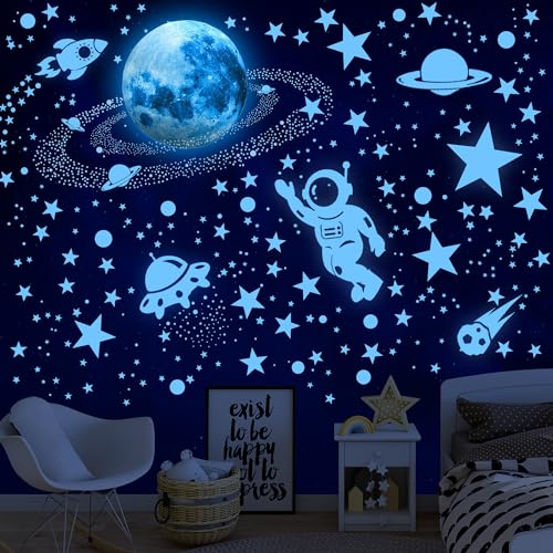 530 Glow in the Dark Stars for Ceiling Moon and Space Wall Decals