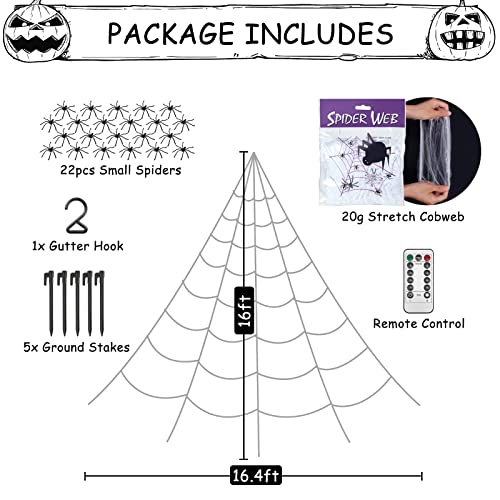 Spider Web Halloween Decoration Outdoor Lights (Battery-Purple Lights)
