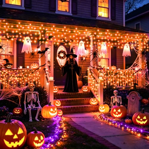 33ft 400 LED Orange Halloween Lights Outdoor for Decorations (32 Foot)