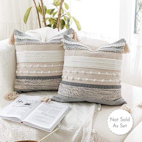 Gray Boho Throw Pillow Cover 22x22