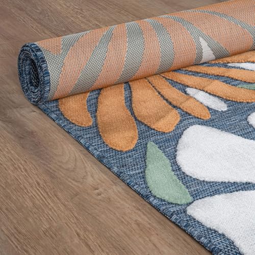 Outdoor Rug 6x9 Modern Floral Tropical Area Rugs for Outdoor and Indoor Patio Easy to Clean Non Shedding Living Room Porch Garden Washable Outside Carpet (58.5 Sq Ft)