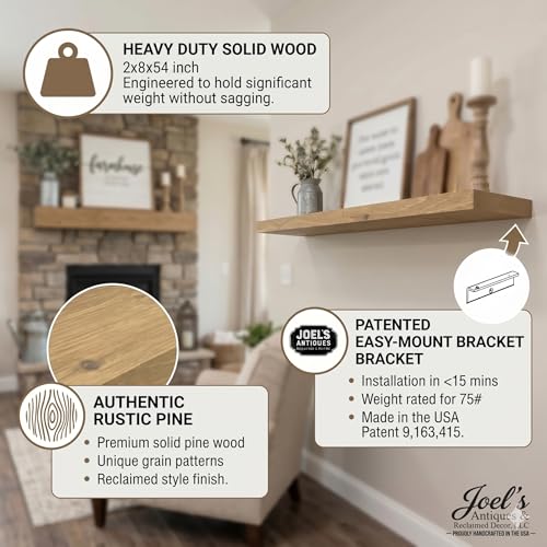 54 inch Wooden Floating Shelves for Wall