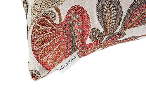 Set of 2 Jacquard Tropical Leaf Pattern Oblong Throw Pillow Covers Accent Pillowcase 12X20 Inches (2 Count)