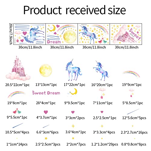 Glow in The Dark Unicorn Castle Wall Decals