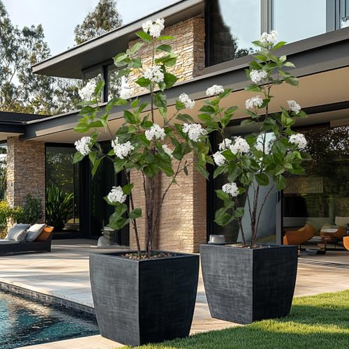 Fake Plants Home Decor Artificial Plants Outdoor Hydrangea Artificial Plants Indoor Fake Tree Living Room Decor Artificial Tree Porch Decor Fiddle Leaf Fig Tree 6Ft