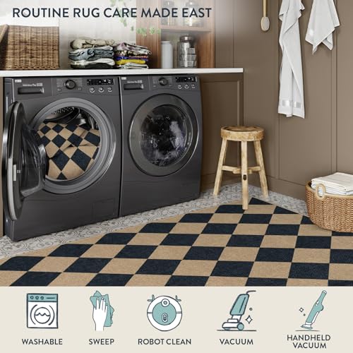 Checkered Easy Jute Round Rug 3ft (8.89 Count)