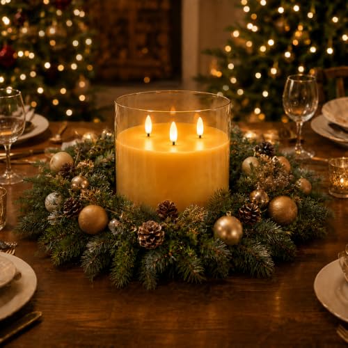 Amber Large Glass Flameless LED Candle