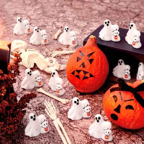 50 Pcs Halloween Mini Ghosts Figurines Resin Tiny Ghosts (50 Count)