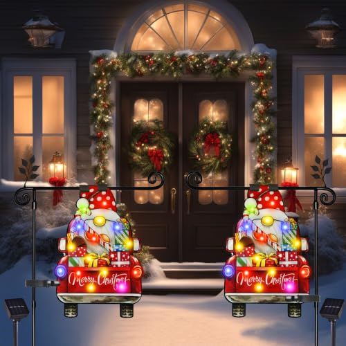 28x40 Solar Christmas Dwarf Garden Flag