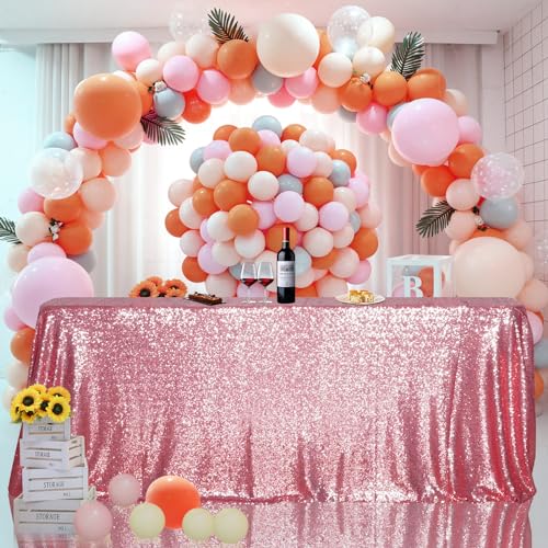 Sequin Tablecloth 50x72 Inch Fuchsia Pink for Wedding Party