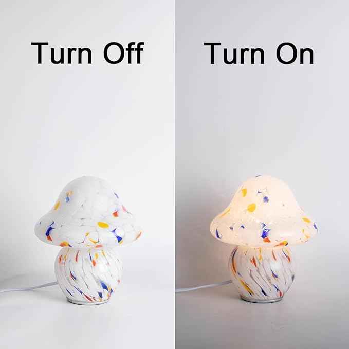 Mushroom Lamp for Bedroom,Mid Century Modern Lamp for Nightstand, Dimmable Retro Egg Tart Bedside Small Lamps,Unique Home Mushroom Decor Aesthetic Cute Table Lamps for Living Room